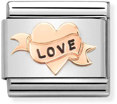Nomination Classic SYMBOLS Steel with Enamel and Bonded Rose Gold Charm 430202/14