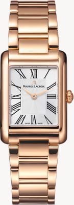 Maurice Lacroix Fiaba Square (24mm) Silver Sunbrushed 'fliniqué' Dial / Rose-Gold PVD Stainless Steel Bracelet FA1205-PVP02-110-1