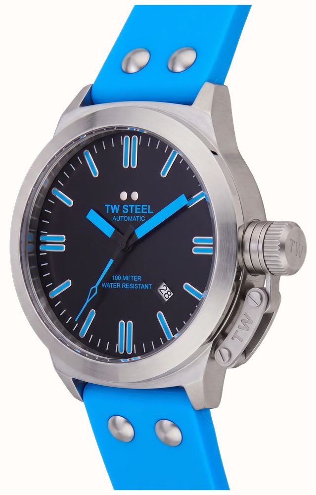 TW Steel Canteen Automatic (45mm) Black Dial / Blue Silicone Strap Watch CS130 - alternate view 2