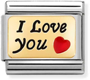 Nomination Classic I Love You 18ct Gold & Steel Enamel Charm 030284/55