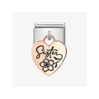 Nomination 431803/05 Classic Sister Flower Heart 9ct Rose Jewellery