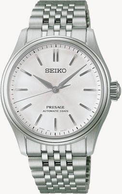 Seiko Presage Classic Series Automatic (38mm) 'Shironeri' White Dial / Stainless Steel Bracelet Watch HCC001J1
