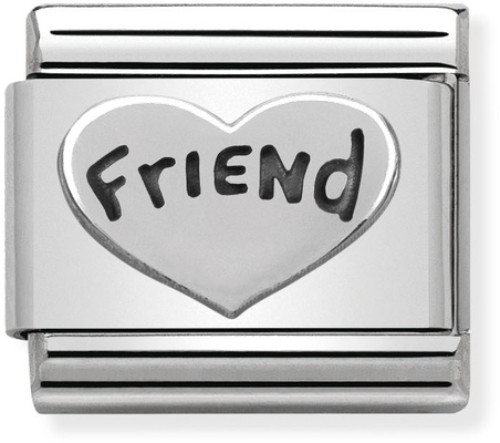 Nomination Classic Heart Friend Heart Oxidised Sterling Silver & Steel Charm 330101/18