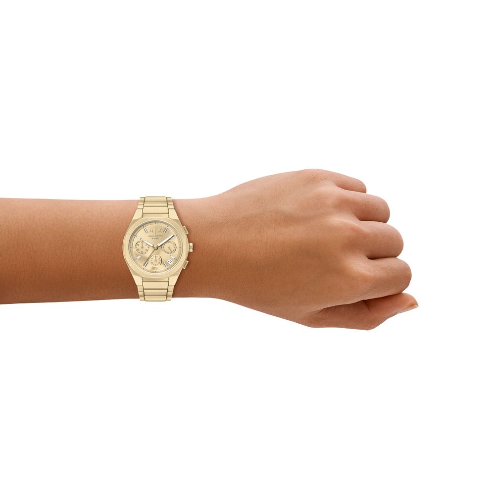 Armani Exchange Quartz Chronograph (36mm) Gold Sunray Dial / Gold PVD Stainless Steel Bracelet AX6034 - alternate view 4