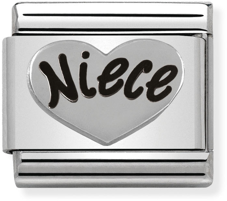 Nomination Classic Niece Heart Oxidised Sterling Silver & Steel Charm 330101/16