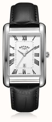 Rotary Dress (29mm) White Rectangular Dial / Black Leather Strap GS05750/01