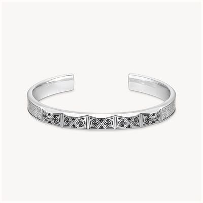 Thomas Sabo Bangle Faceted Design With Black Stones Silver AR113-643-11-L19