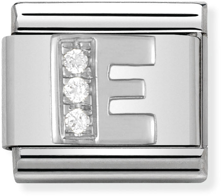 Nomination Classic Letter E Sterling Silver & Steel Cubic Zirconia Charm 330301/05