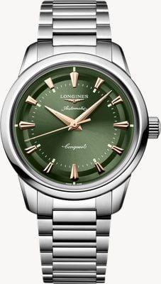 LONGINES Conquest Heritage Automatic (38mm) Green Lacquered Dial / Stainless Steel Bracelet L16494026