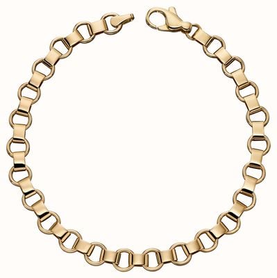 Elements Gold 9k Yellow Gold Circle Bar Link Bracelet 19cm GB473