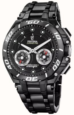 Festina Chrono Bike Connected Hybrid Smartwatch (46mm) Black Dial / Black PVD Stainless Steel Bracelet F20762/3