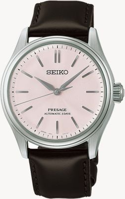 Seiko Presage Classic Series Automatic (38mm) ‘Sakura Iro’ Cherry Blossom Pink Dial / Brown Leather Strap Watch HCC003J1