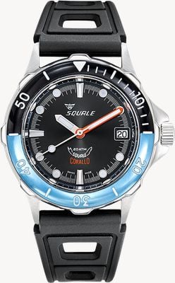 Squale Corallo NOS 2008 Limited Edition (36.8mm) Black Dial / Black Vintage Perforated Rubber Strap CORALBICBK.RBK
