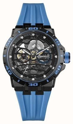 Ingersoll THE RIGGER Automatic (45mm) Black Skeleton Dial / Blue Rubber Strap I17901