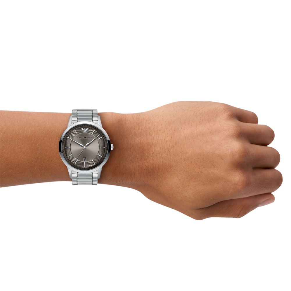 Emporio Armani Three-Hand Quartz (43mm) Grey Sunray Dial / Stainless Steel Bracelet AR11825 - alternate view 4