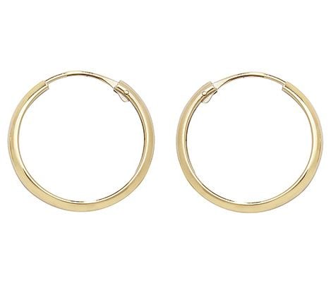 Treasure House ES154 9ct Yellow Gold 14mm Hinged Sleepers Jewellery