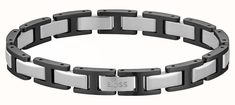 BOSS Jewellery 'Nolan' Black & Silver Stainless Steel Bracelet 1580794