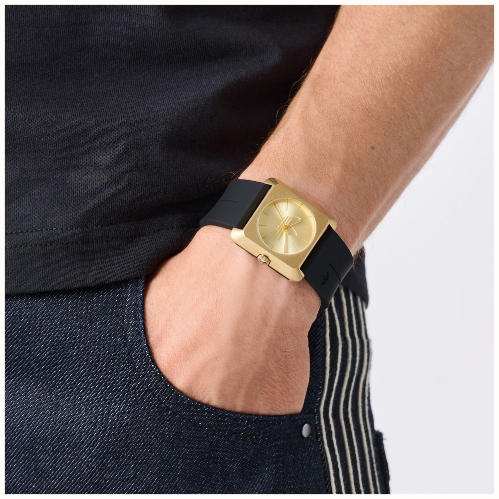 Adidas RETRO POP FOUR (31mm) Gold Dial / Black Silicone Strap AOSY26503 - alternate view 5