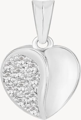 Perfection Crystals Part Pavé Set Heart Pendant (0.10ct) P4303-SK