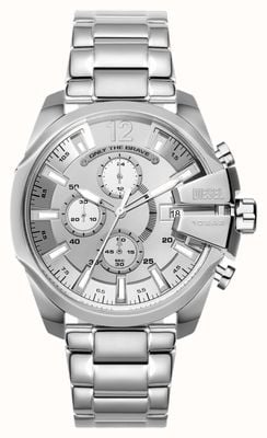 Diesel Men's Baby Chief (43mm) Silver Chronograph Dial / Stainless Steel Bracelet DZ4652