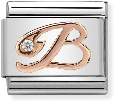 Nomination Classic Letter B 9ct Rose Gold & Steel Charm 430310/02