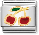 Nomination Classic Cherries 18ct Gold & Steel Enamel Charm 030215/05
