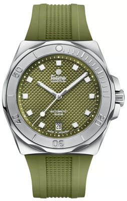 Tutima Glashütte M2 Seven Seas S Automatic (40mm) Matte-Green Décor Dial / Green FKM Rubber Strap 6156-23