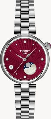 Tissot Desir Moonphase Quartz (29.6mm) Red Dial / Stainless Steel Bracelet T1522231142600