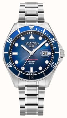 Roamer Pro Diver 200 Power-Battery (43mm) Blue Dial / Stainless Steel Bracelet 969845 41 45 20