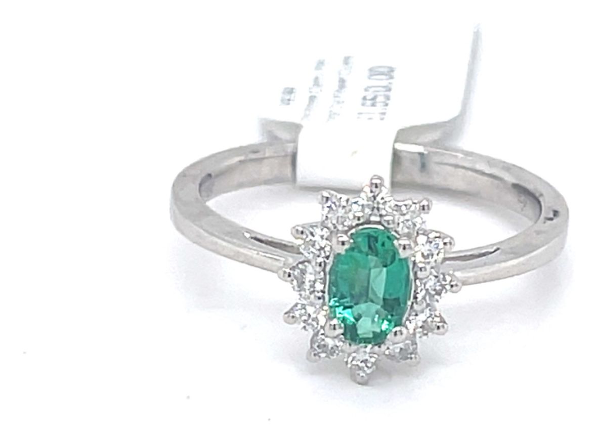 James Moore Clarity CR3000158E Plat Emerald Dia Flower Jewellery