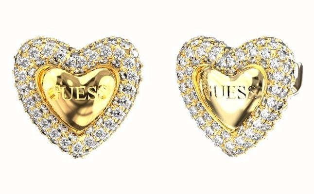 Guess Beloved Pave Heart Gold-Tone Stud Earrings UBE06096YG