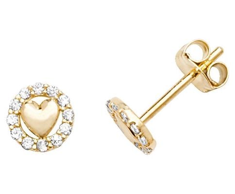 Treasure House ES595 9k Yellow Gold Heart Cubic Zirconia Jewellery
