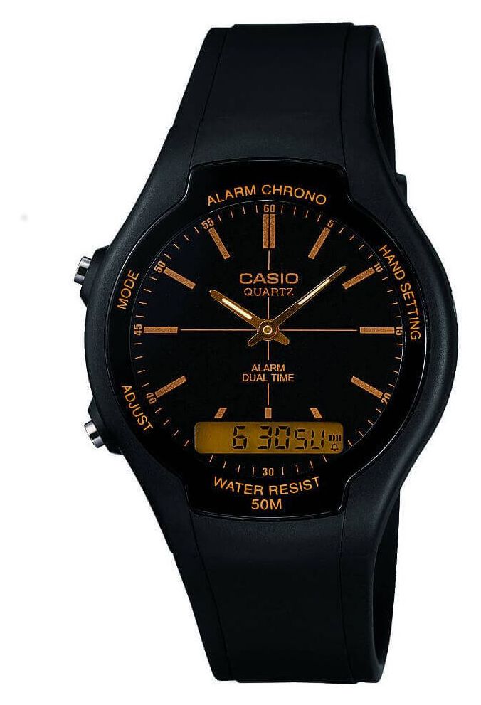 Casio AW-90H-9EVEF Hybrid Display Black Dial / Black Resin Watch