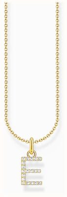Thomas Sabo Letter 'E' Initial White Zirconia Gold-Plated Sterling Silver Pendant Necklace 45cm KE2244-414-14-L45V