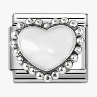 Nomination Composable Classic SIMBOLI 1 In Acciaio, Smalto E Arg. 925 Cuore Bombato Bianco 330204/36
