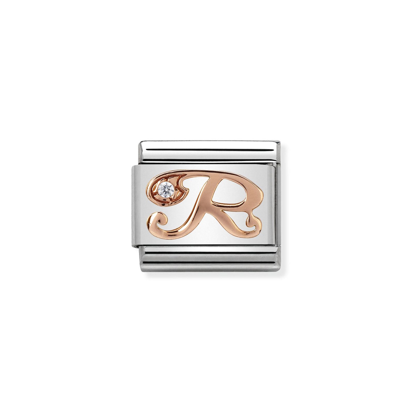 Nomination 430310/18 Classic Letter R 9ct Rose Gold & Steel Jewellery