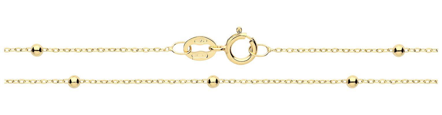 Treasure House CH179/18 9ct Yellow Gold Flat Trace Bead Jewellery