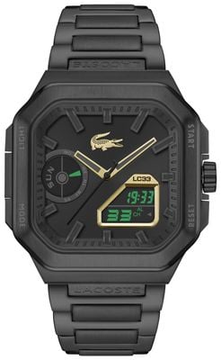 Lacoste Black Stainless Steel Bracelet Black Gold Dail LC33 Square Watch 2011532
