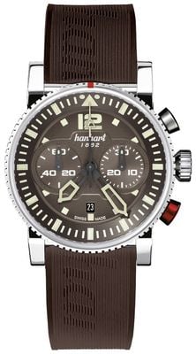 Hanhart PRIMUS Pilot Automatic Chronograph (44mm) Brown Dial / Dark Brown Rubber Strap - M 740.280-1120