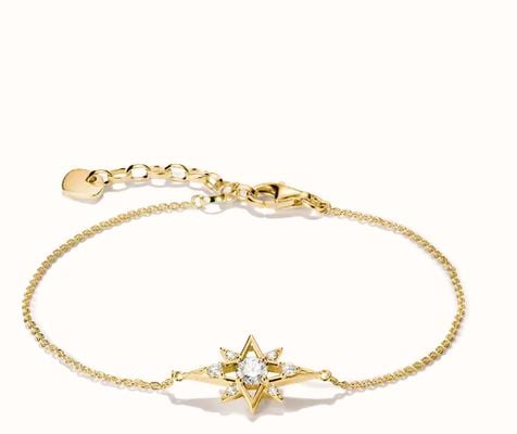 Thomas Sabo Star Gold Bracelet with White Zirconia A2246-M01-14-L19V