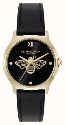Olivia Burton Classic Bee (29.8mm) Black Dial / Black Leather Strap 24000344