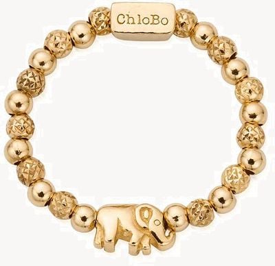 ChloBo Lucky Elephant Ring Gold Plated Size Medium GR24039