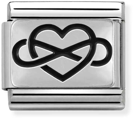 Nomination Classic Heart Oxidised Sterling Silver & Steel Charm 330102/05