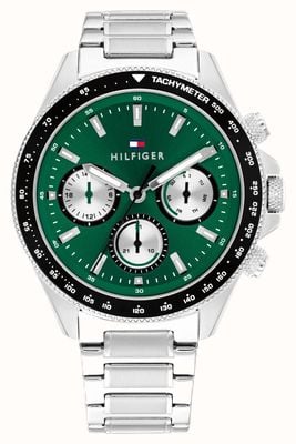 Tommy Hilfiger Men's Clark (44mm) Green Dial / Stainless Steel Bracelet 1792211