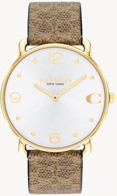Coach Women's Elliot (36mm) Silver Dial / Brown Leather Strap 14504205