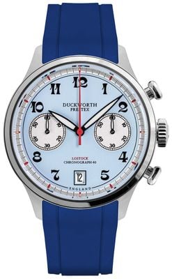Duckworth Prestex Lostock Quartz Chronograph (40mm) Bolton Blue Dial / Blue Rubber Strap D547-03 DR