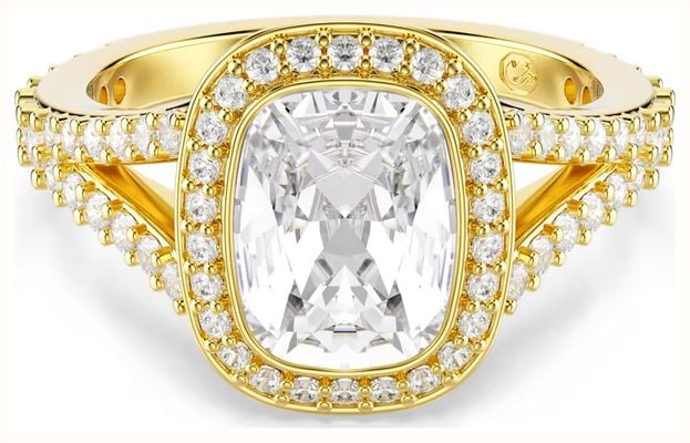 Swarovski Una Angelic ring Cushion cut, White, 18K gold finish 5762630