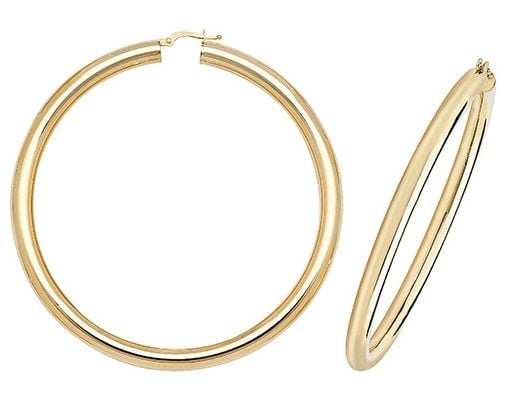 Treasure House ER1005-60 9k Yellow Gold Hoop Earrings 60 mm Jewellery
