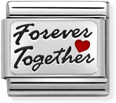 Nomination Classic Forever Together Oxidised Sterling Silver & Steel Enamel Charm 330208/53