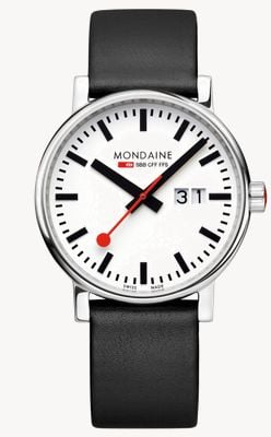 Mondaine Evo2 (40mm) White Dial / Black Vegan Grape Leather Strap MSE.40210.LBV